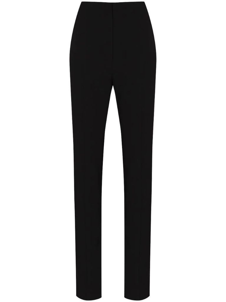 Stovepipe high-waist trousers