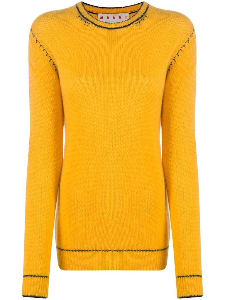 contrast-stitching cashmere jumper