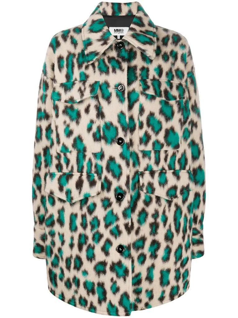 leopard-print oversized coat