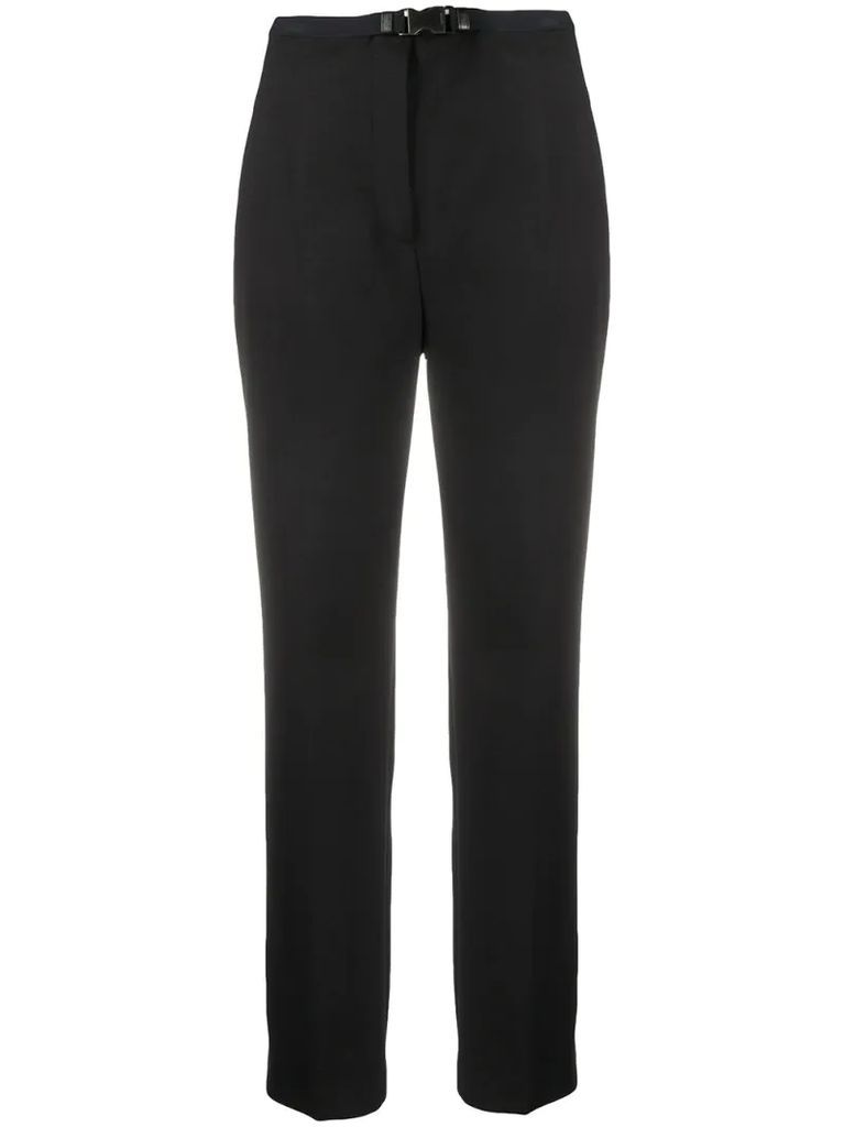 slim-fit buckled trousers