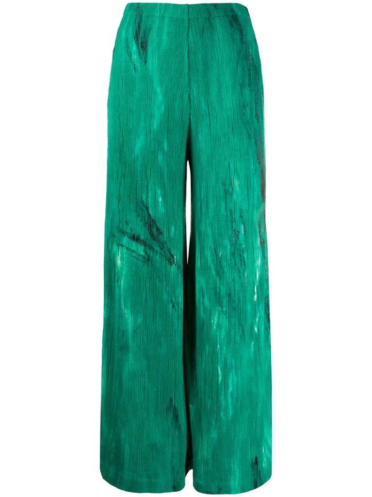 textured wide-leg trousers