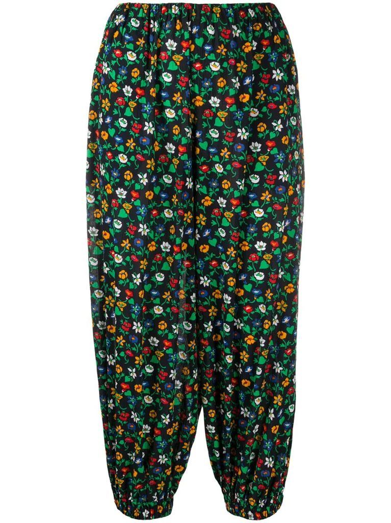 floral gathered trousers