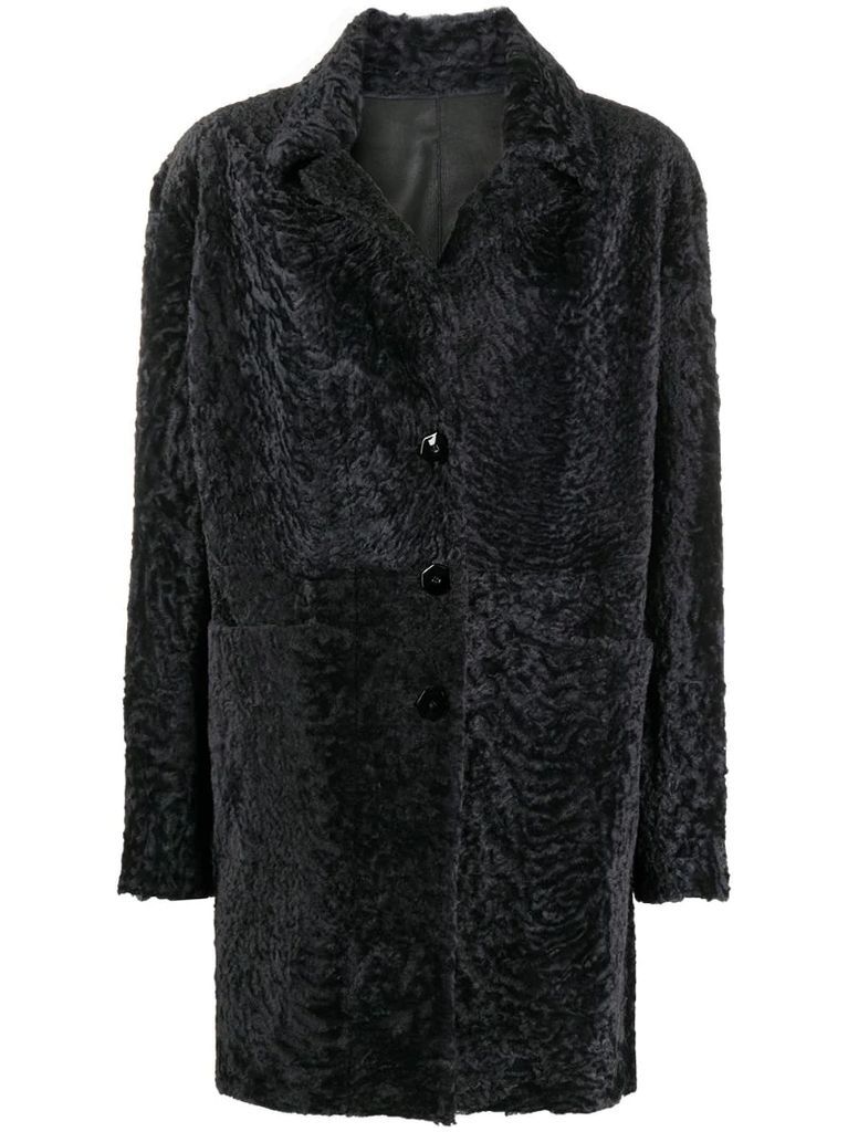 shearling single breasted coat