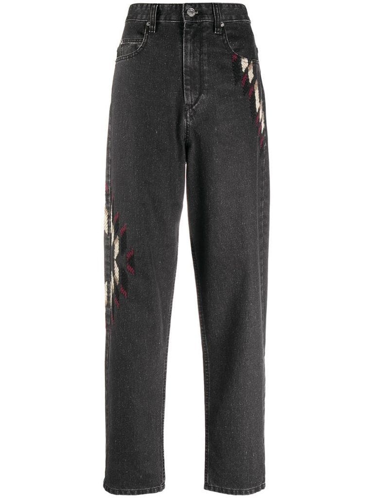 embroidered tapered jeans
