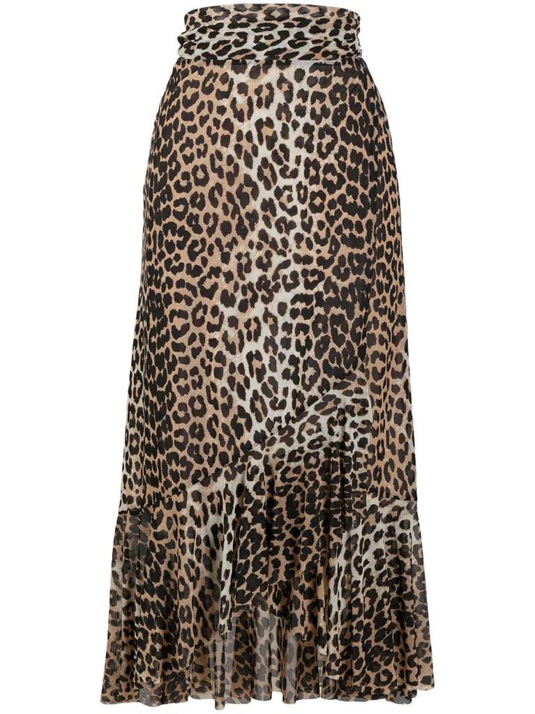 leopard print tie waist skirt