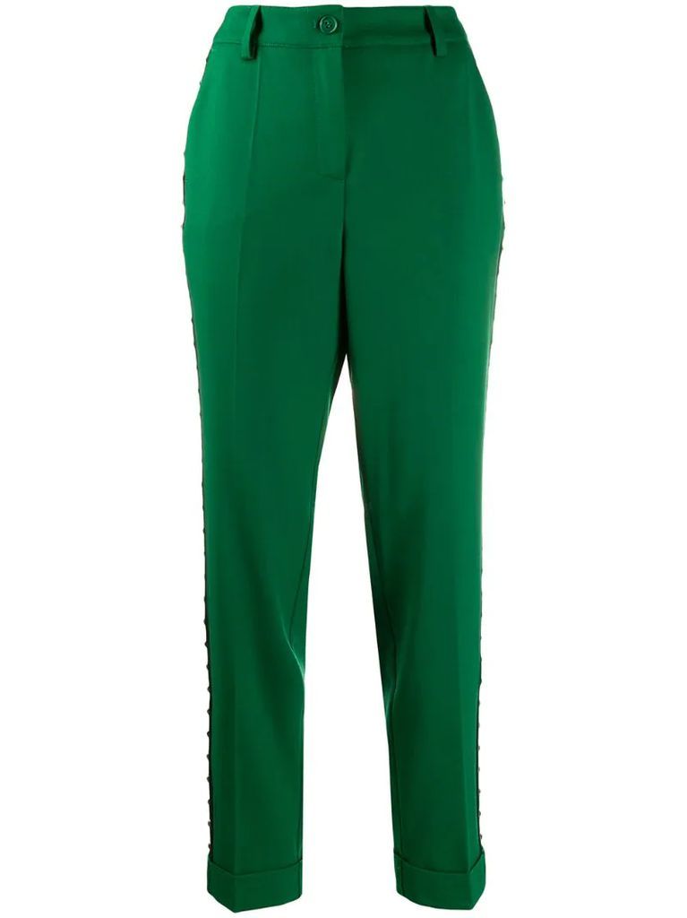 studded trim tailored trousers