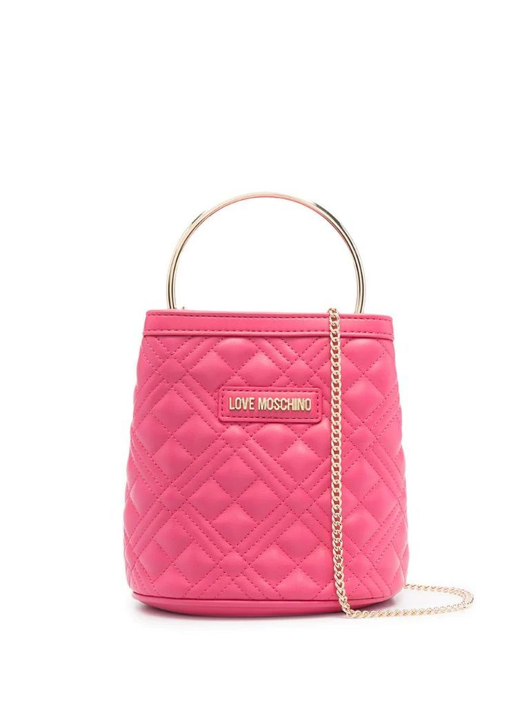 quilted faux-leather bucket bag