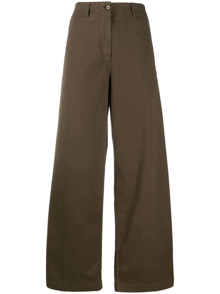 high waisted wide-leg trousers