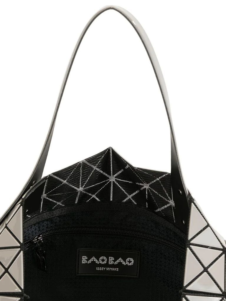 geometric patterned engraved logo shopper tote bag