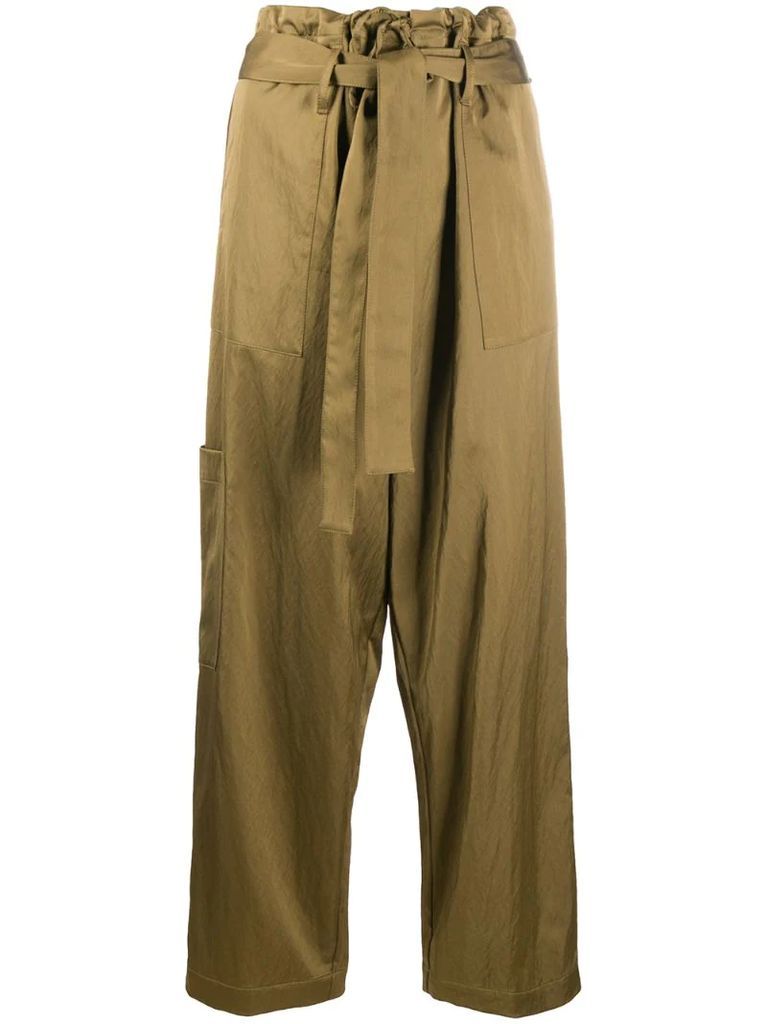 multi-pocket tie-waist trousers