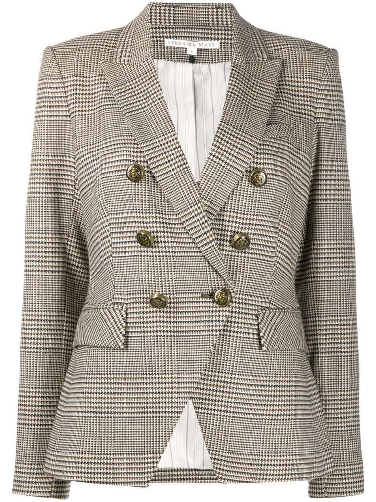 herringbone double-breasted blazer