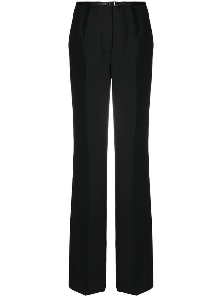 buckle fastened tailored trousers