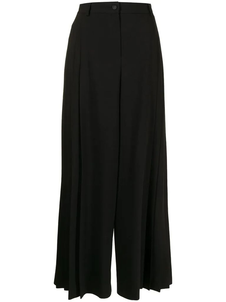 pleat-detail high-waisted trousers