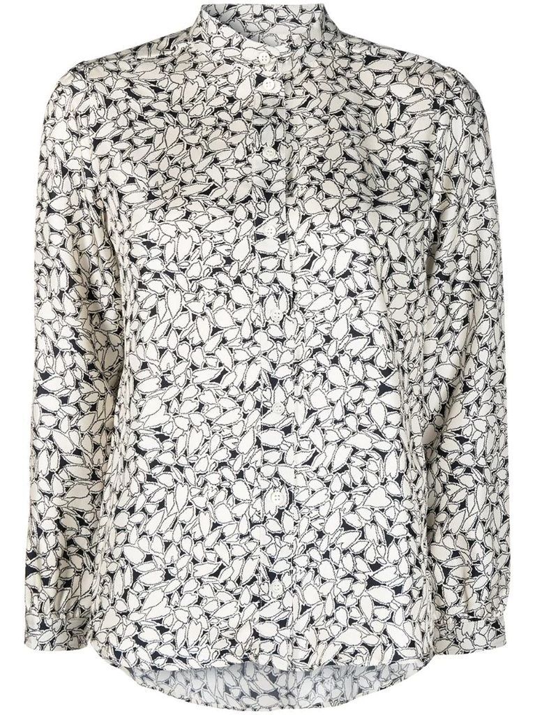 geometric button-down silk blouse