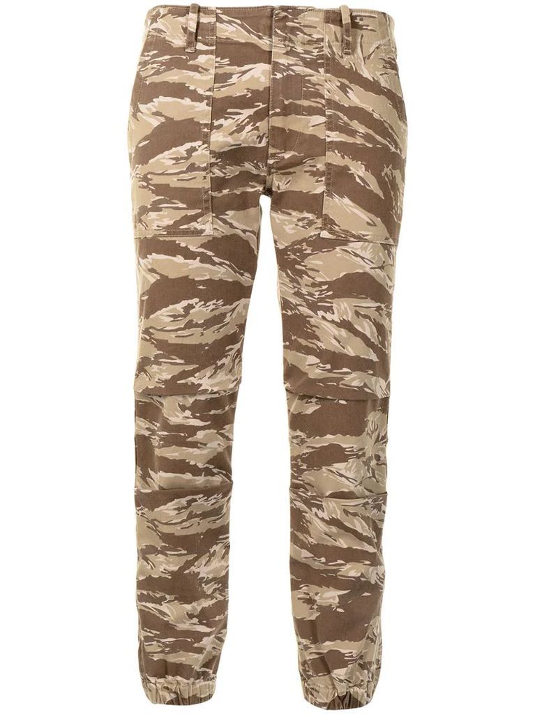 camo slim-fit trousers