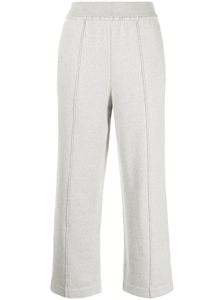 exposed-seam cotton-blend trousers
