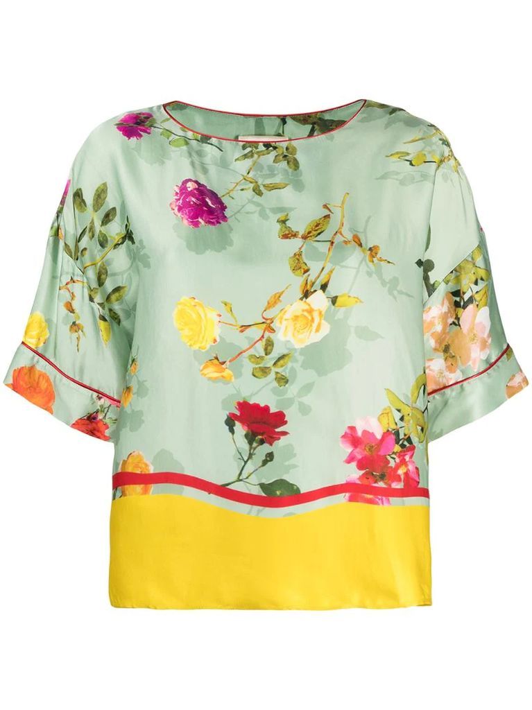 rose-print blouse