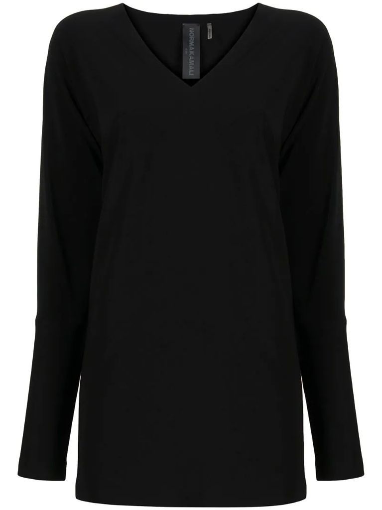 v-neck dolman-sleeved blouse