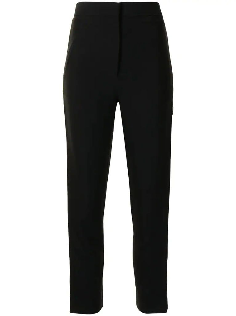 pre-owned zip detailing straight-leg trousers