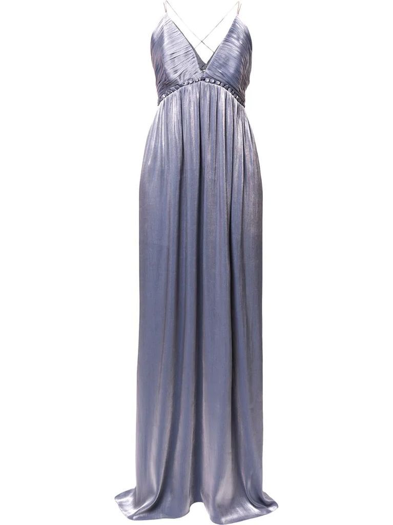 Nissa iridescent empire-waist gown