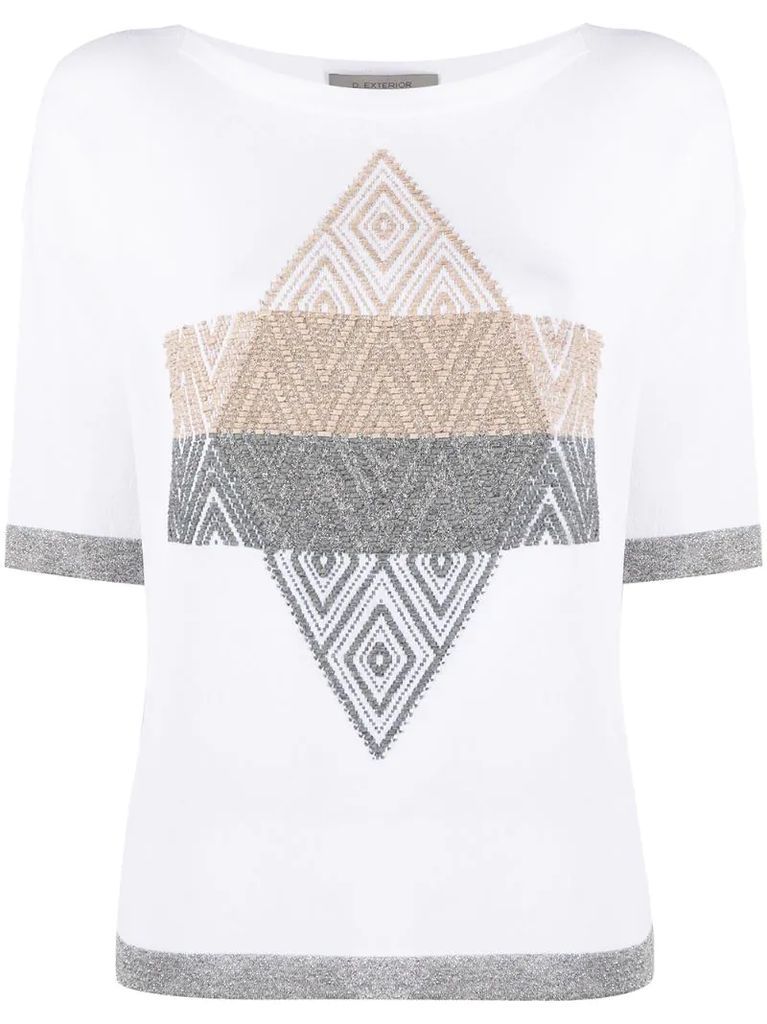 embroidered motif half-sleeved T-shirt