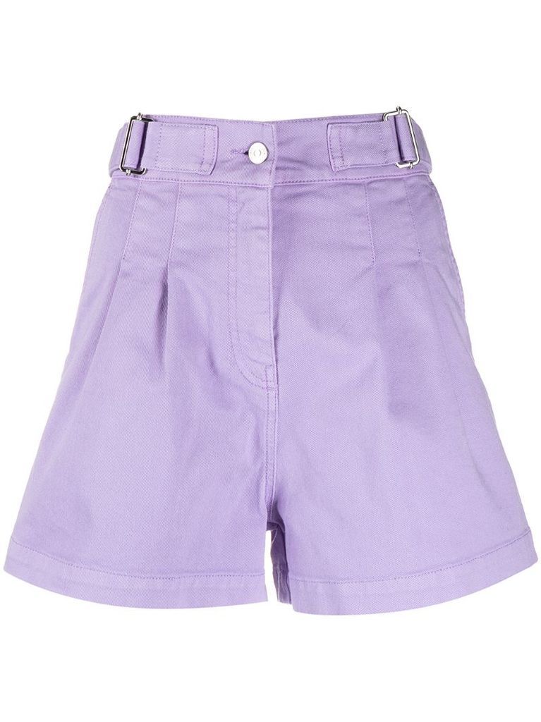 pleat-detail denim shorts