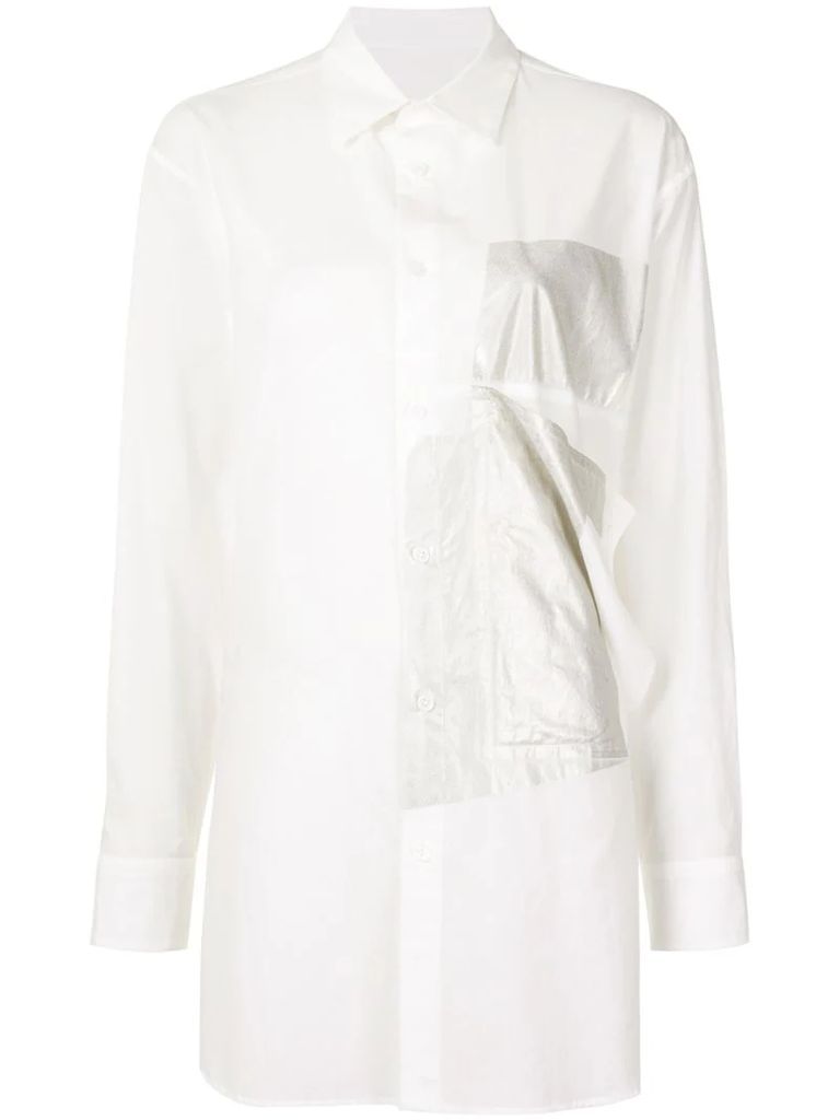 draped-pocket longline shirt