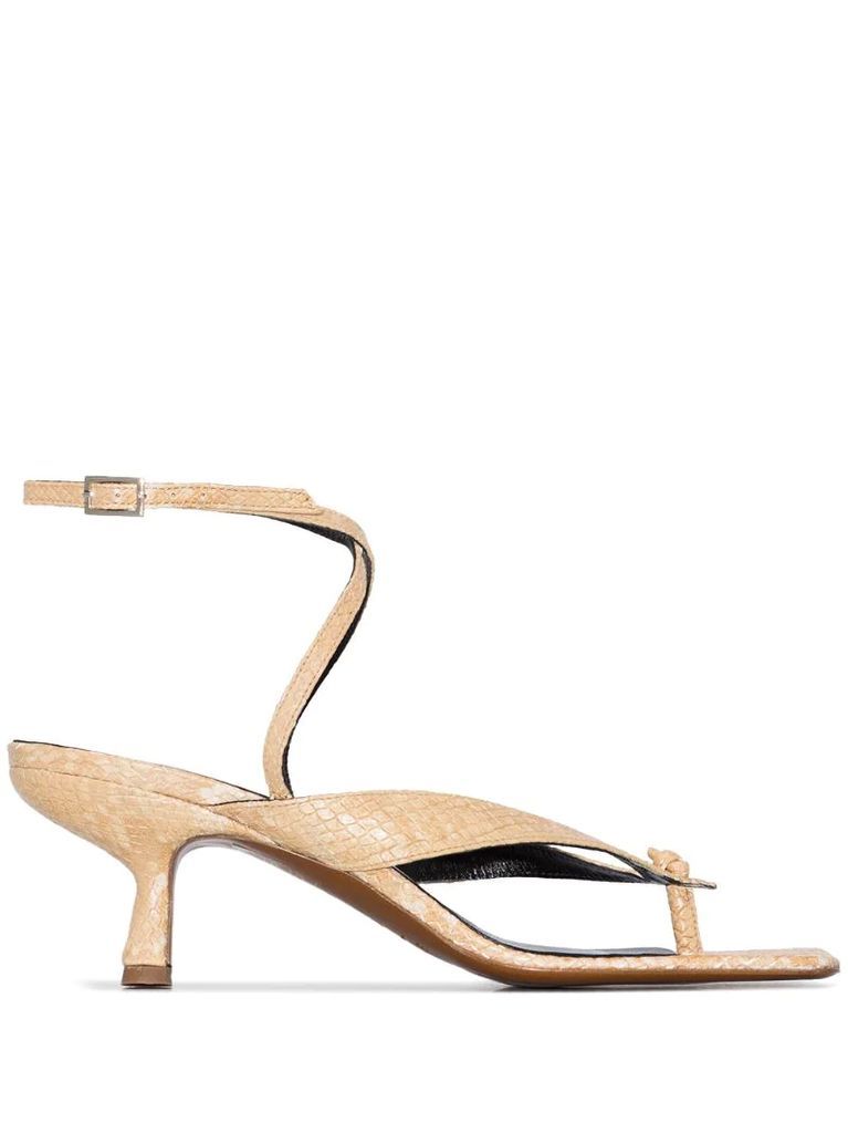 Mindy snake-effect leather sandals