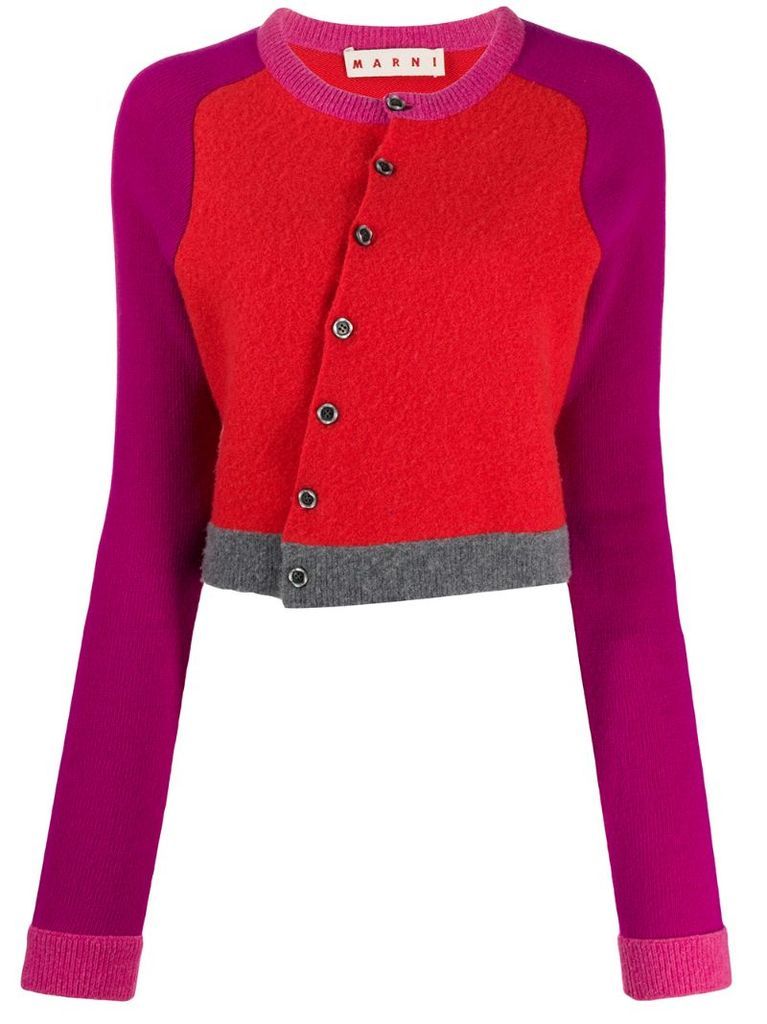diagonal buttons cropped cardigan