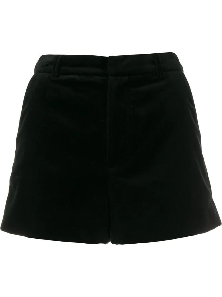 high-waisted velvet shorts