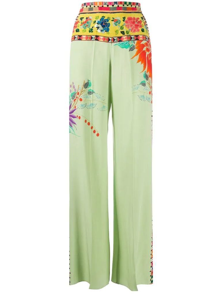 wide leg floral print trousers