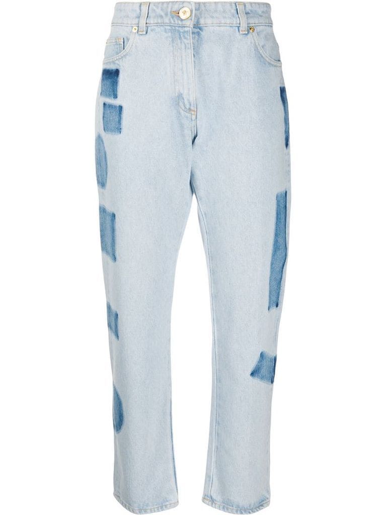 high-rise cropped straight-fit jeans