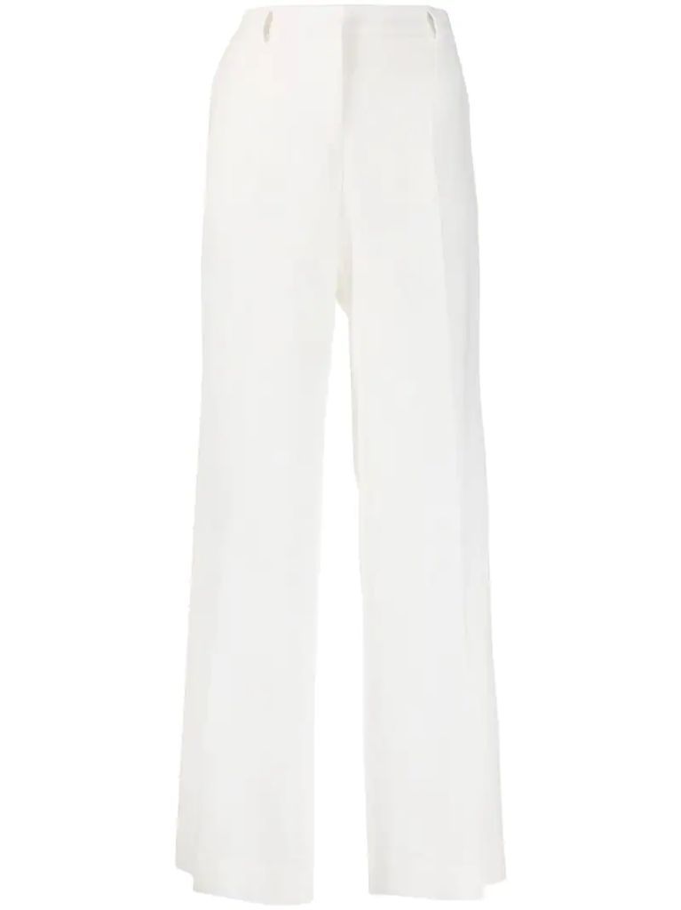 high-waisted flared trousers