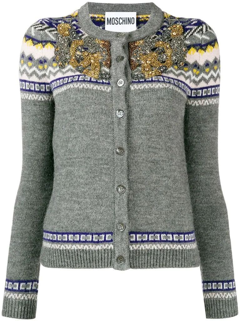 embellished-knit cardigan