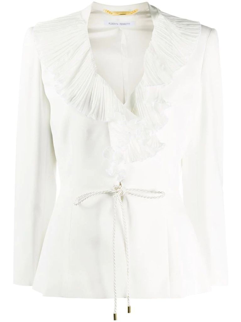 frill-trim fitted jacket