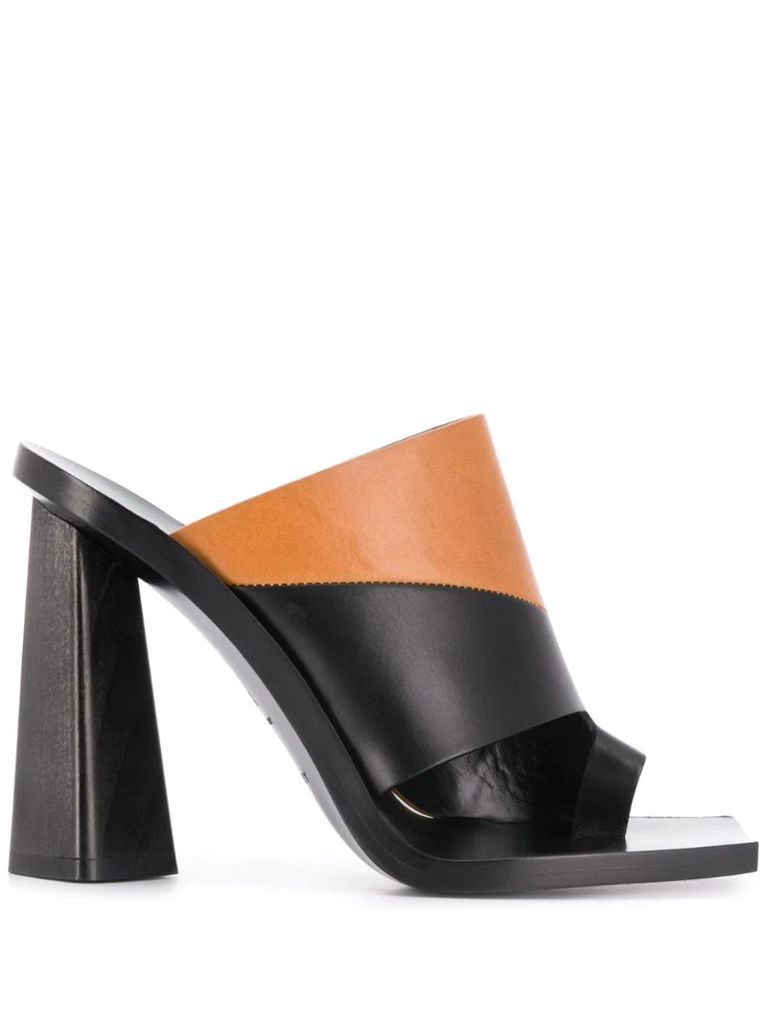 two-tone block heel sandals