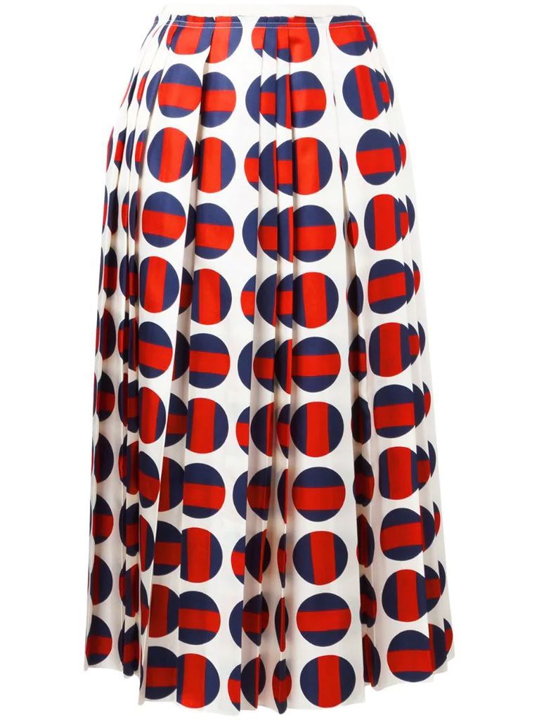 polka-dot pleated skirt