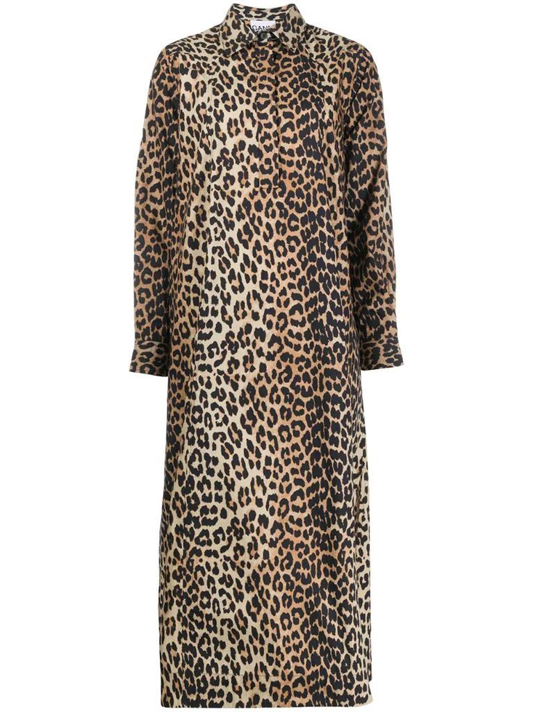 leopard-print shirt-dress