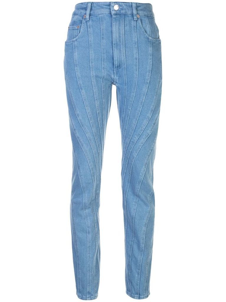panelled tapered-leg jeans