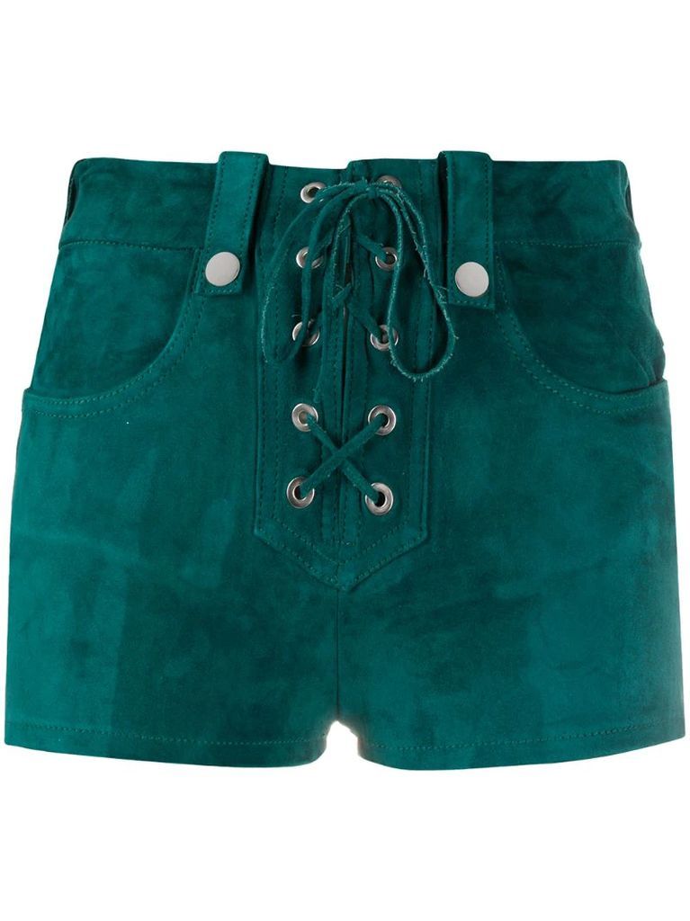 Alys lace-up suede shorts