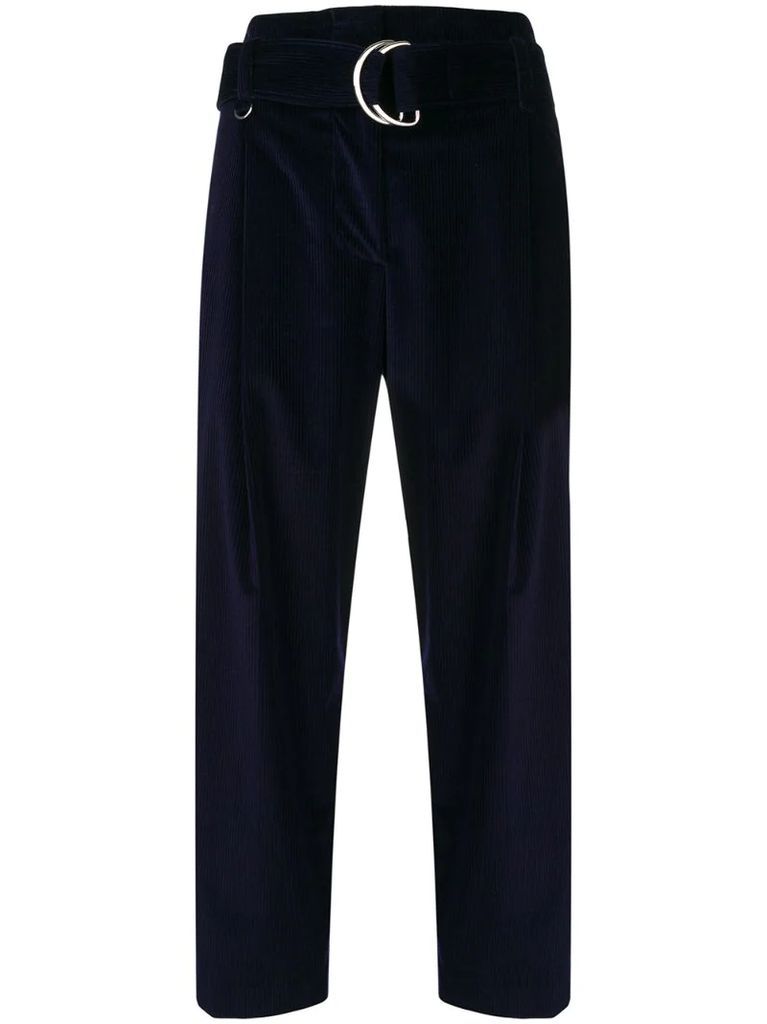 D-ring belted corduroy trousers