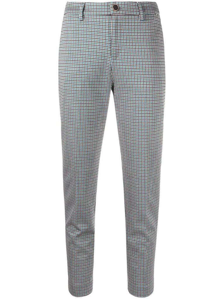 houndstooth slim-fit trousers