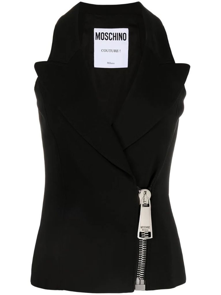 peak-lapel zipped vest