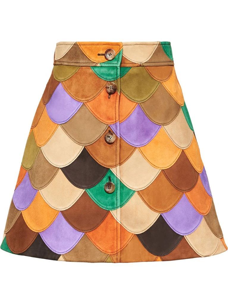 patchwork lambskin skirt