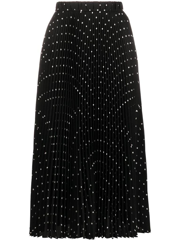 polka-dot pleated skirt