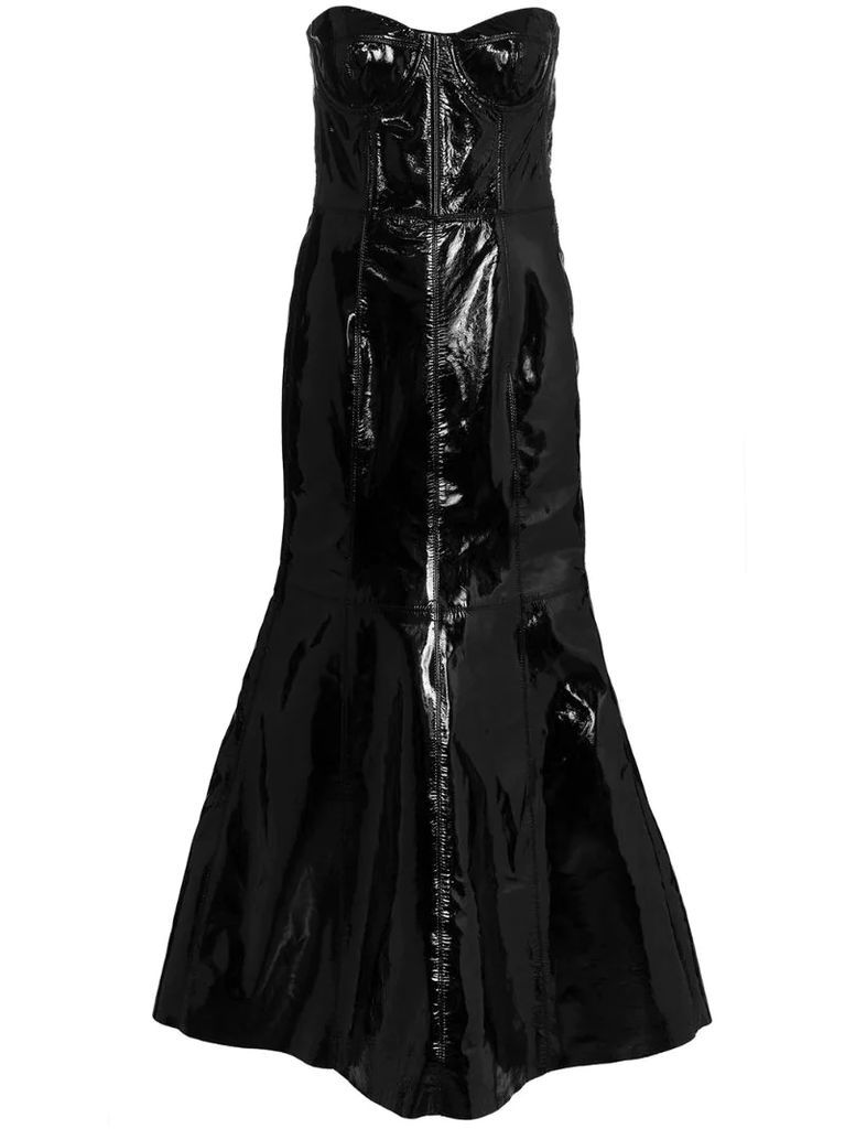 strapless fitted leather gown