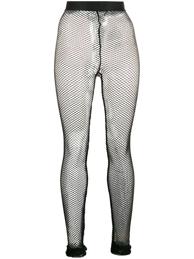 high-waisted fishnet leggings