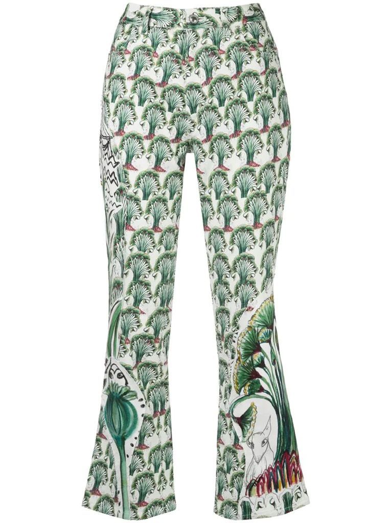floral print slim-fit trousers