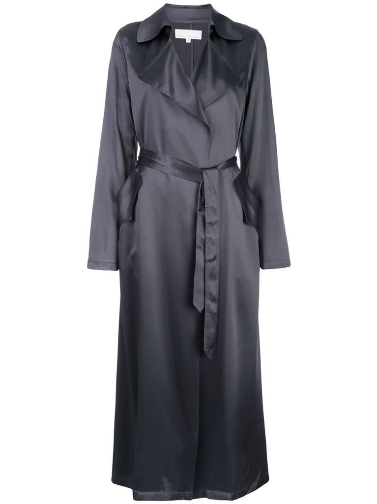 relaxed-fit silk trenchcoat