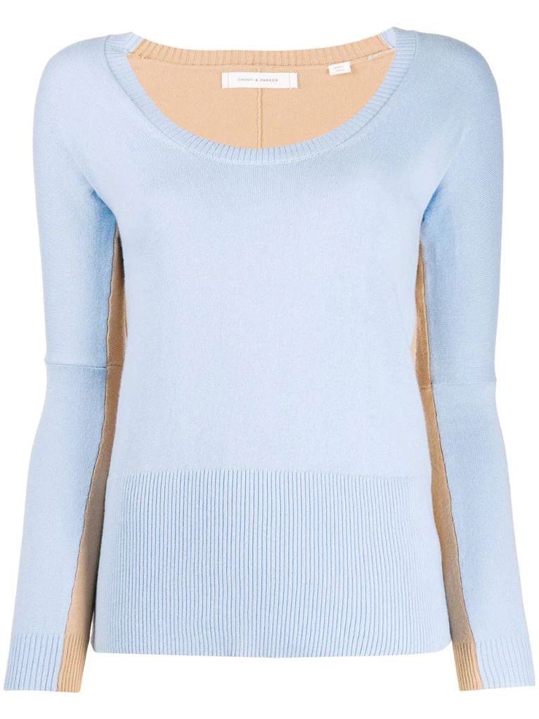 two-tone knitted top